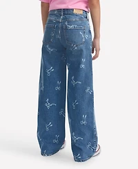 abercrombie kids Girls High Rise Discharge Wide Leg Jeans