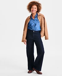Style & Co Women's Printed Denim Button-Front Shirt, Macy's Exclusive