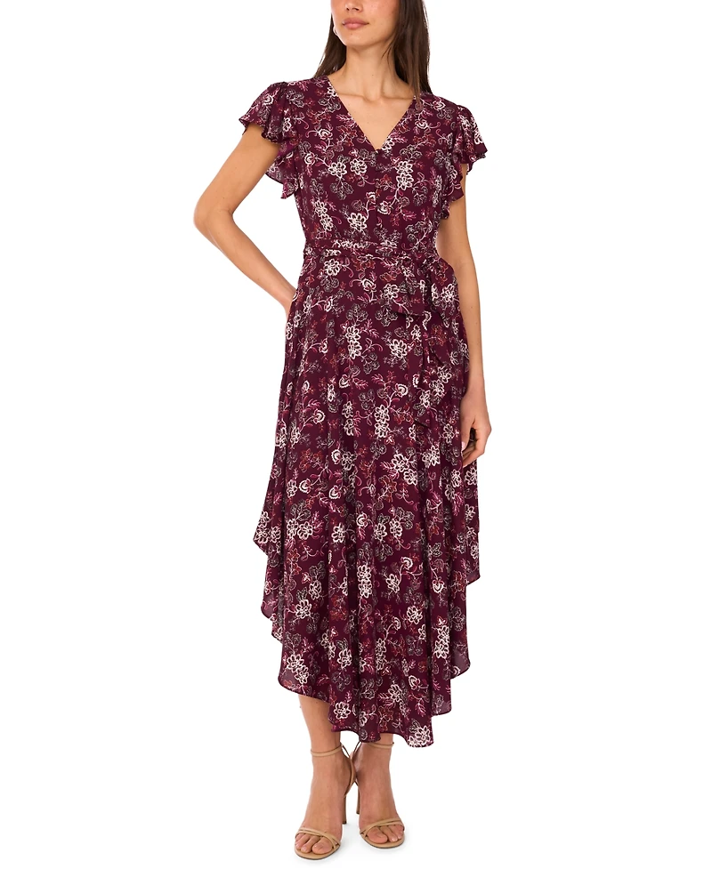 Vince Camuto Women's V-Neck Flutter-Sleeve Maxi Dress