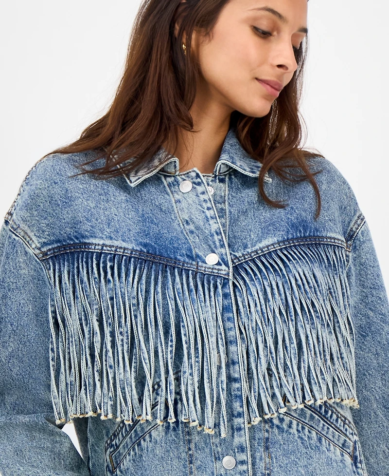 And Now This Women's Fringed Denim Jacket, Macy's Exclusive
