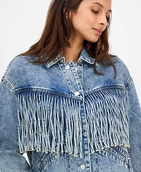 And Now This Women's Fringed Denim Jacket, Macy's Exclusive
