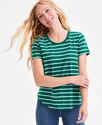 Style & Co Women's Striped Crewneck Short-Sleeve T-Shirt, Macy's Exclusive