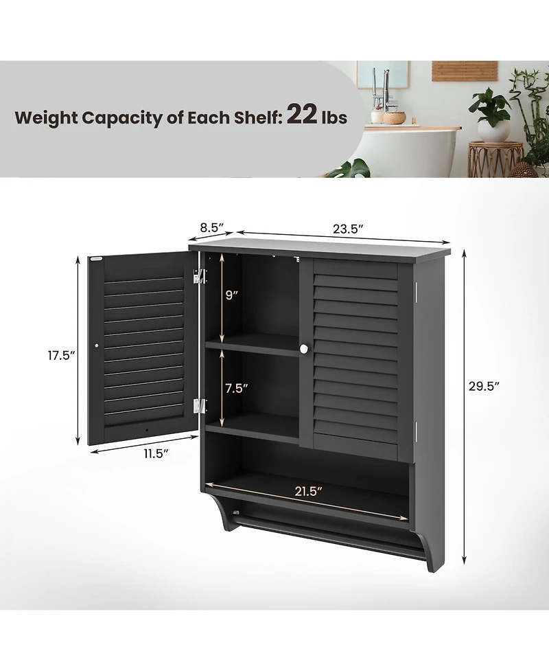 Volenca 2-Doors Bathroom Wall-Mounted Medicine Cabinet with Towel Bar