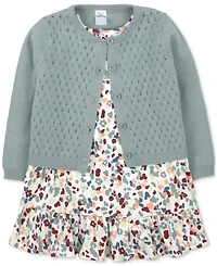 Baby Essentials Girls Cardigan, Dress & Footed Tights, 3 Piece Set