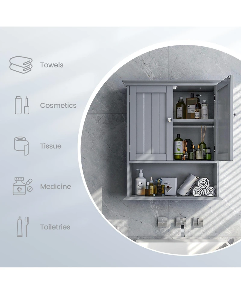 Volenca Wall Mount Bathroom Cabinet Storage Organizer with Doors and Shelves
