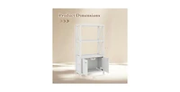 Volenca Bathroom Storage Cabinet with Open Shelves and Double Doors