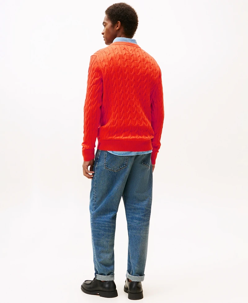 Tommy Hilfiger Men's Classic Cable Crewneck Sweater
