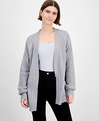 Hippie Rose Juniors' Open-Front Pointelle-Knit Cardigan