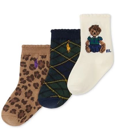 Polo Ralph Lauren Baby Girls 3-Pk. Fall Bear Socks