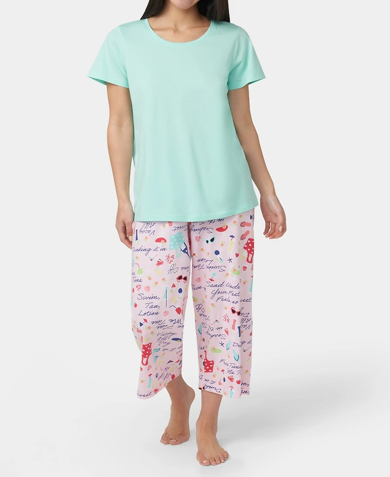 Hue Women's Solid Short-Sleeve Scoop-Neck Pajama T-Shirt
