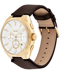 Coach Men's Jackson Dark Brown Leather Calfskin Strap Watch, 44.1mm