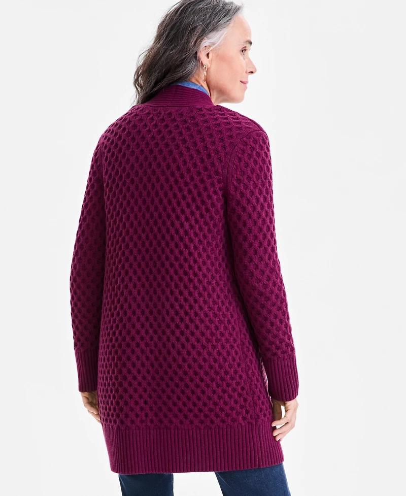 Style & Co Petite Honeycomb-Knit Open-Front Long Cardigan, Macy's Exclusive