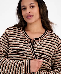 Anne Klein Plus Long-Sleeve Front-Pocket Cardigan