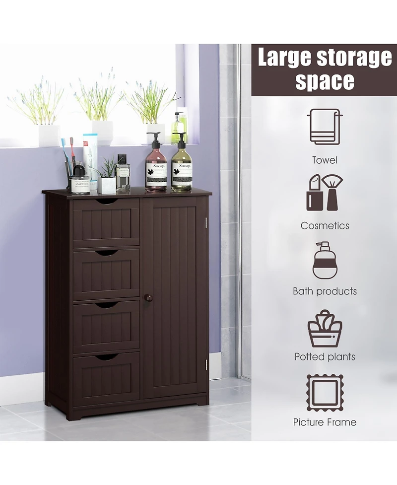 Volenca Standing Indoor Wooden Cabinet with 4 Drawers