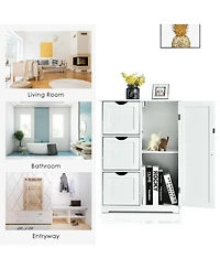 Volenca Bathroom Floor Cabinet Side Storage Cabinet with 3 Drawers and 1 Cupboard