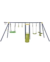 Mecale 7-in-1 Stable A-shaped Outdoor Swing Set for Backyard