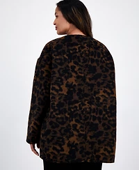 Anne Klein Plus Animal-Print Button-Front Jacket