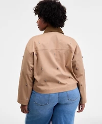On 34th Trendy Plus Embellished Corduroy-Collar Jacket, Macy's Exclusive