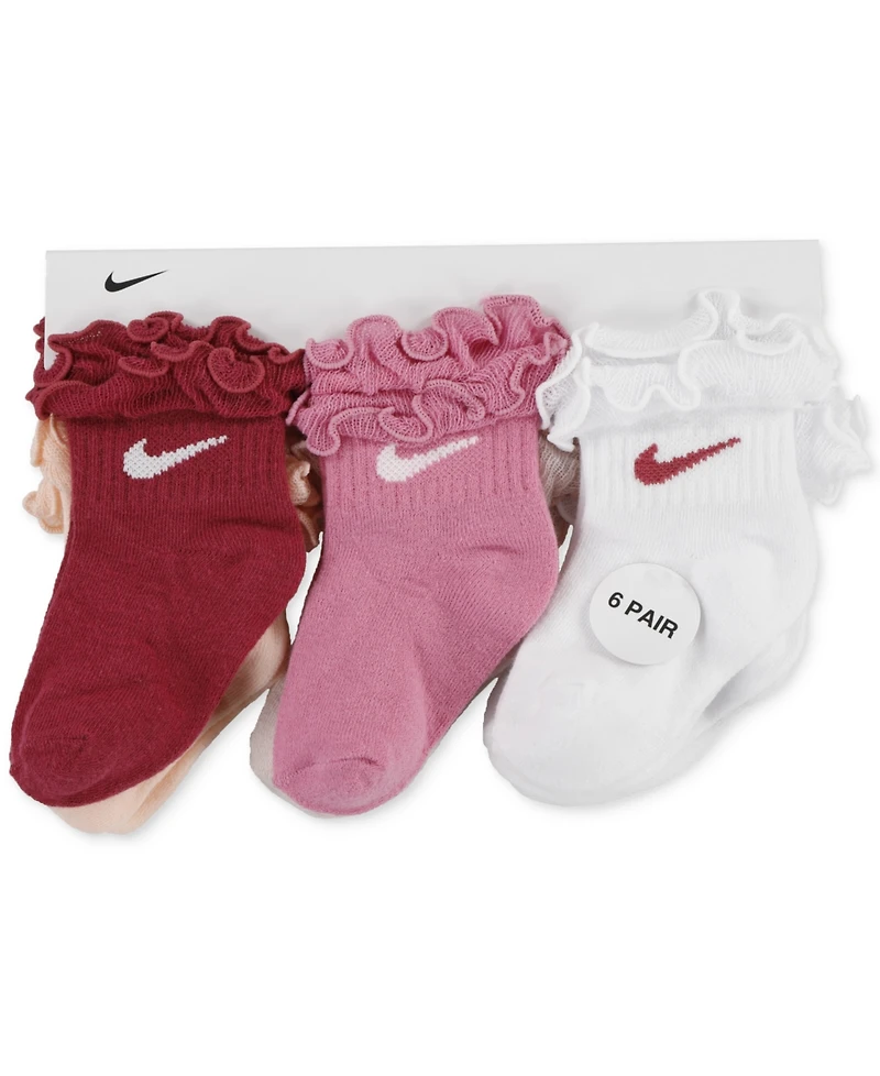 Nike Baby and Toddler Ruffled-Trim Swoosh Socks, 6 Pack