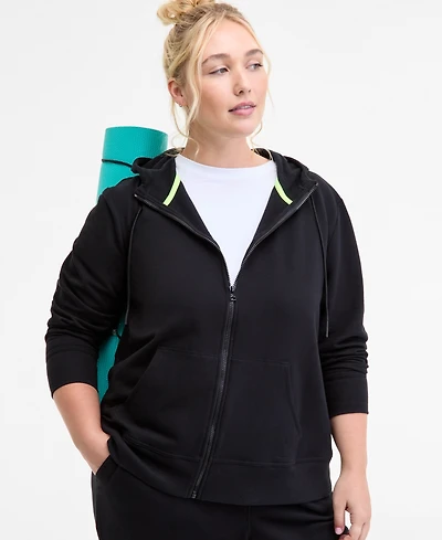 Id Ideology Plus Relaxed Full-Zip Fleece Hoodie, Created for Macy's
