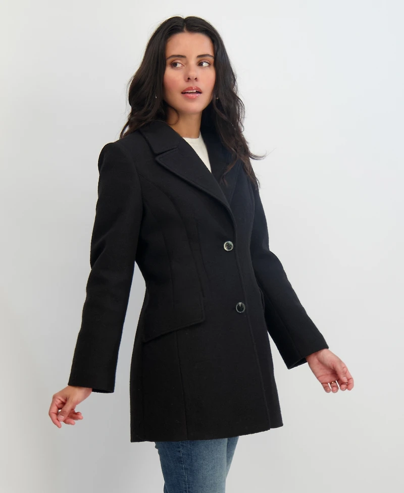 Tahari Women's Notched-Collar Single-Breasted Peacoat