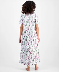 Charter Club Women's Cotton Short-Sleeve Lace-Trim Nightgown
