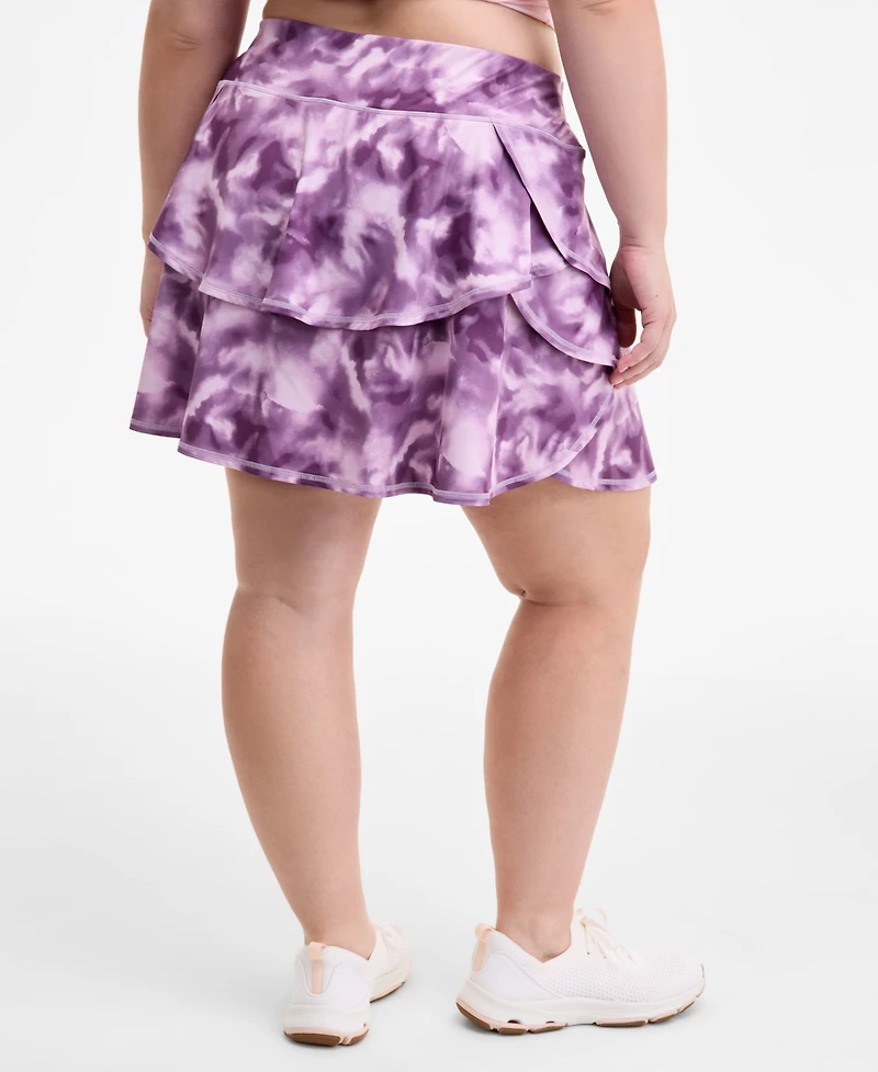 Id Ideology Plus Relaxed Smoky Dye Jersey Flounce Skort, Macy's Exclusive