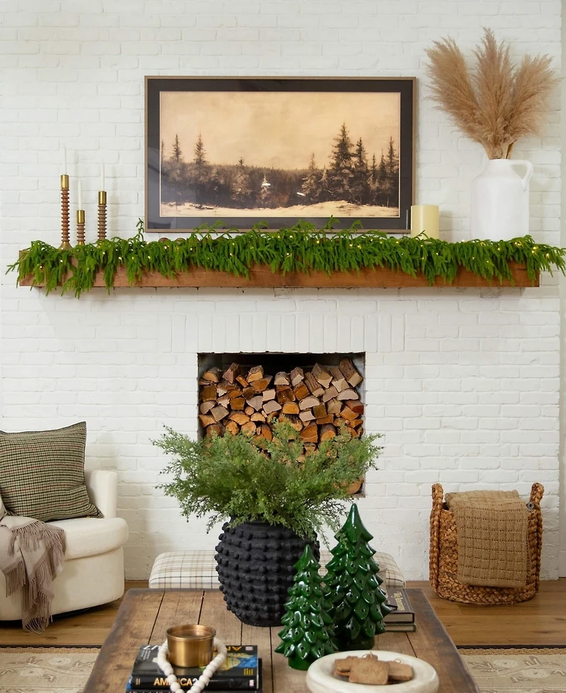 Nearly Natural 9" Pre-Lit Artificial Touch Norfolk Island Pine Garland Led Lights