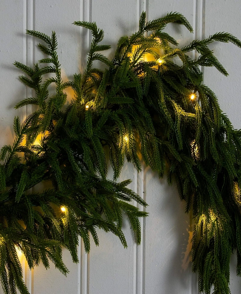 Nearly Natural 6" Pre-Lit Artificial Touch Norfolk Island Pine Garland Led Lights