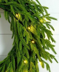 Nearly Natural 24" Pre-Lit Artificial Touch Norfolk Island Pine Wreath Led Lights and Natural Look