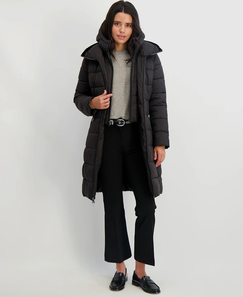 Tahari Women's Hooded Bibbed Puffer Coat