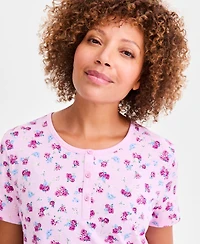 Charter Club Women's Cotton Printed Henley Sleepshirt, Created for Macy's