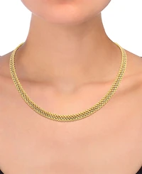 Four-Row Rope Link Chain 18" Collar Necklace in 14k Tricolor Gold