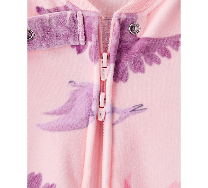Carter's Baby Girls Dinosaur-Print Loose-Fit 2-Way-Zip 1-Piece Footed Pajamas