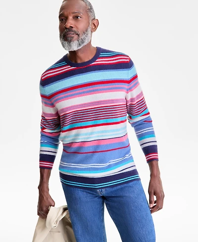 Club Room Men's 100% Cashmere Stripe Crewneck Sweater