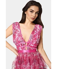 Bebe Women's Tiered High Low Gown