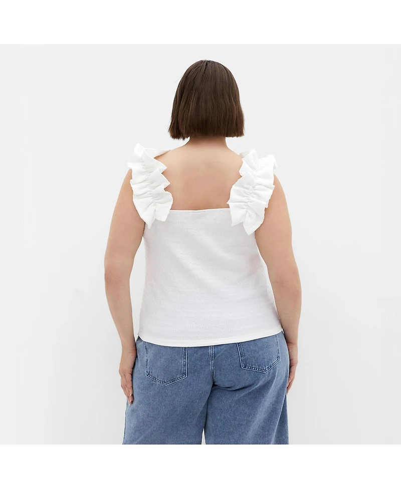City Chic Plus Aria Frill Top