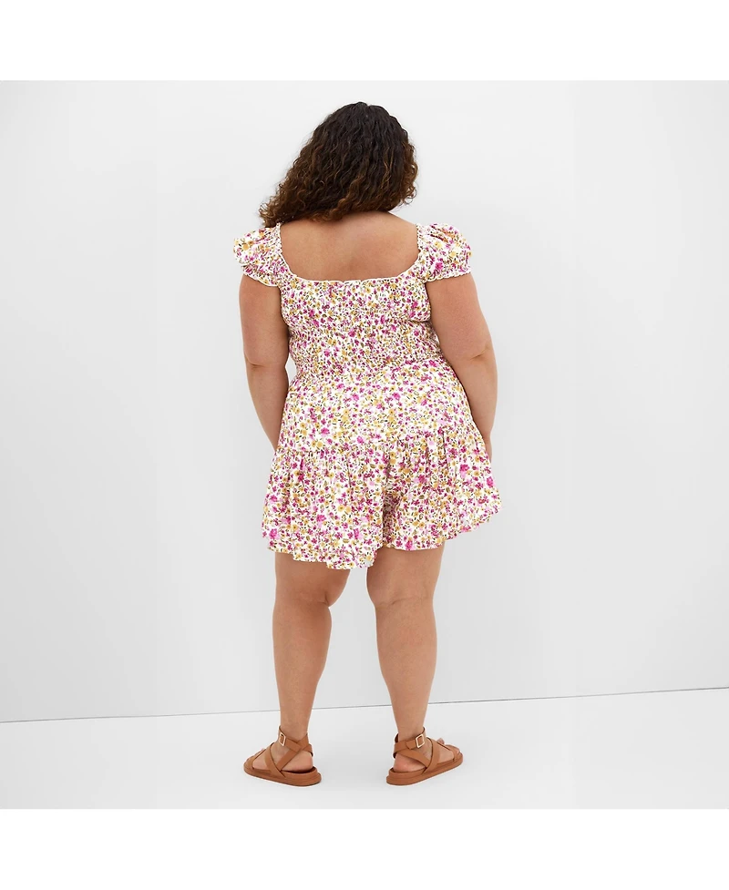 City Chic Plus Zuri Print Playsuit