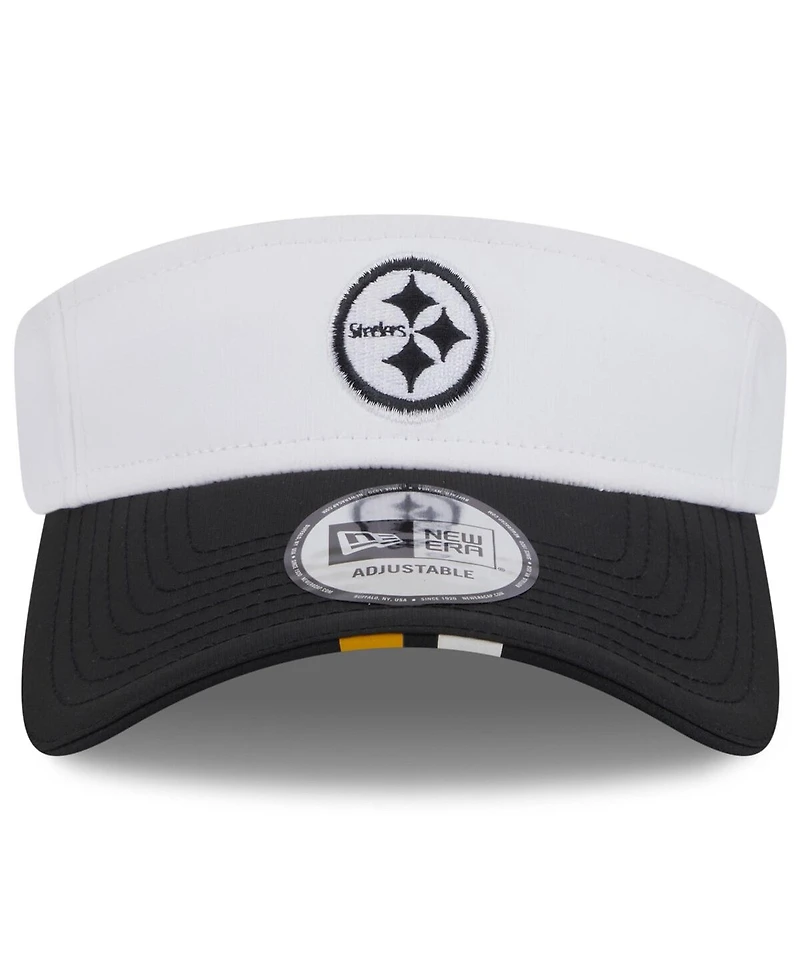 New Era Men's White/Black Pittsburgh Steelers 2025 Nfl Training Camp Adjustable Visor Hat