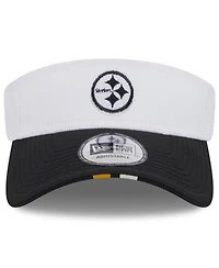 New Era Men's White/Black Pittsburgh Steelers 2025 Nfl Training Camp Adjustable Visor Hat