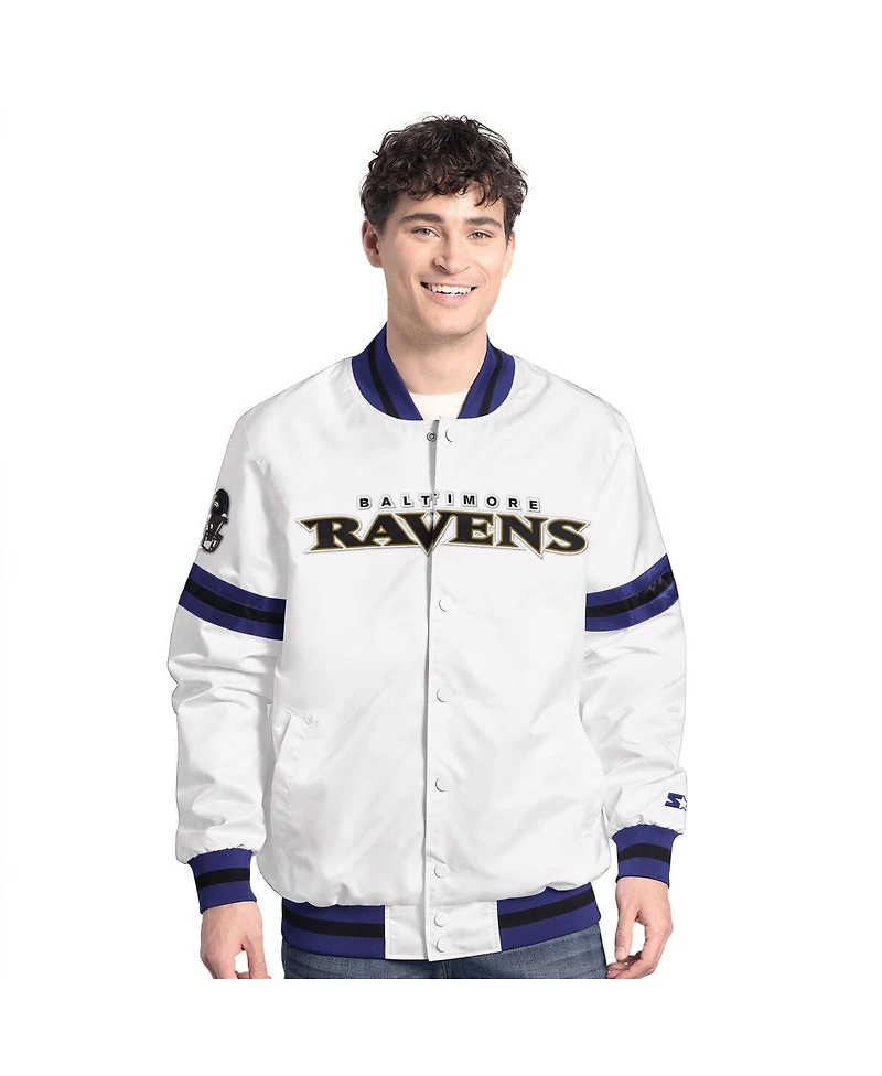 Starter Men's White Baltimore Ravens Scout Full-Snap Varsity Jacket