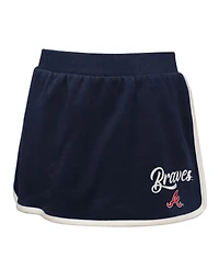 Outerstuff Big Girls 2-Piece Navy Atlanta Braves Base Trainer Johnny Polo Shirt and Skort Set