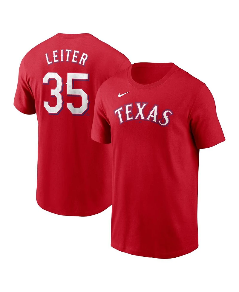 Nike Men's Jack Leiter Red Texas Rangers Fuse Name Number T-Shirt
