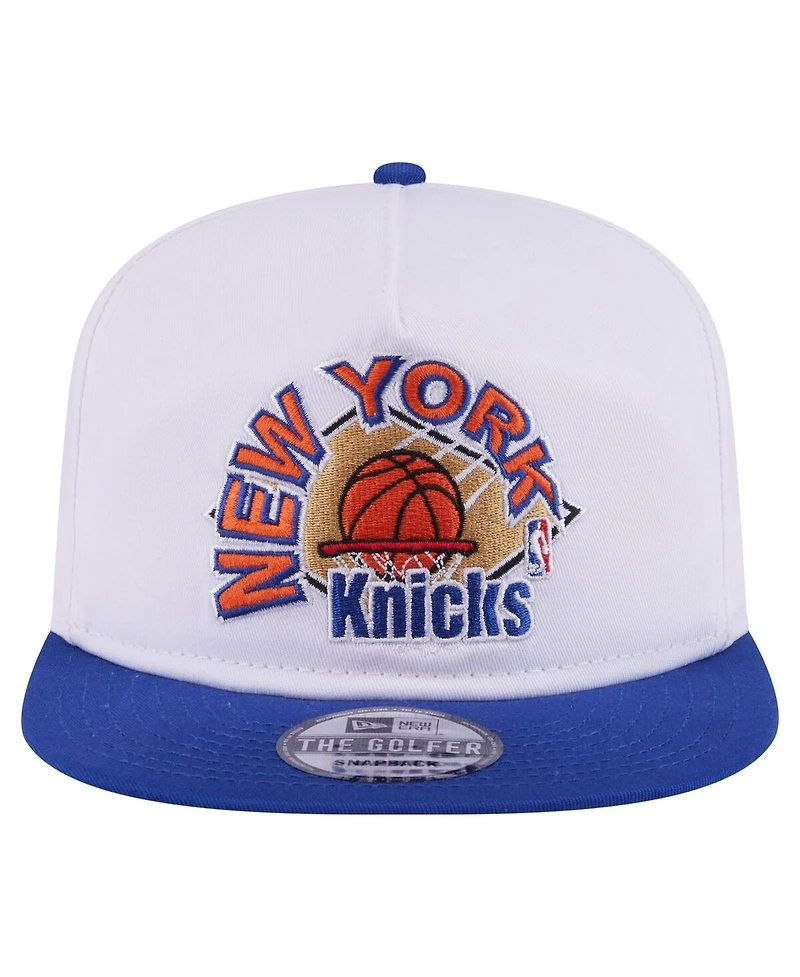 New Era Men's White/Blue New York Knicks Hardwood Two-Tone Golfer Adjustable Hat