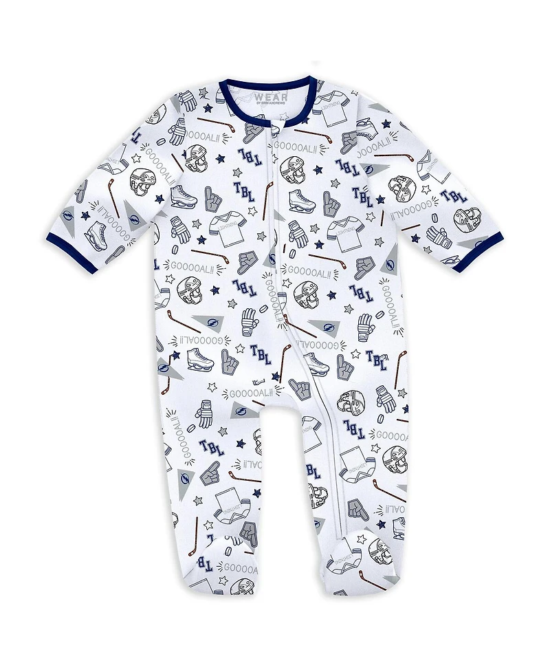 Wear by Erin Andrews Baby Boys and Girls Tampa Bay Lightning Sleep Play Sleeper with Bib Set