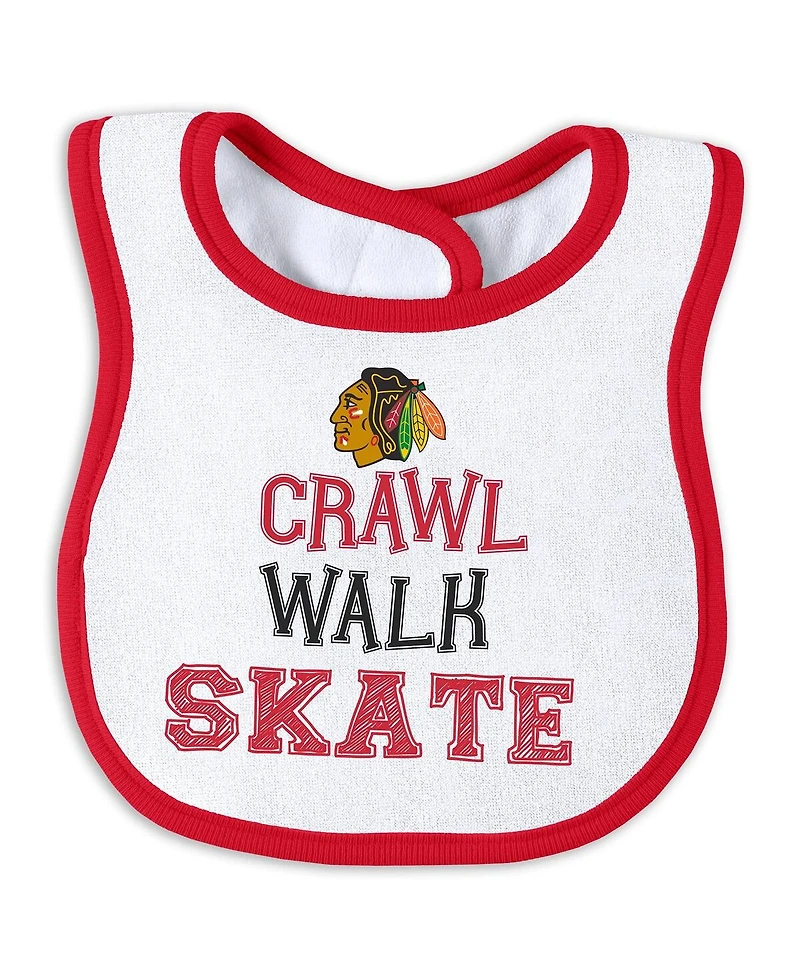 Wear by Erin Andrews Baby Boys and Girls Chicago Blackhawks Sleep Play Sleeper with Bib Set