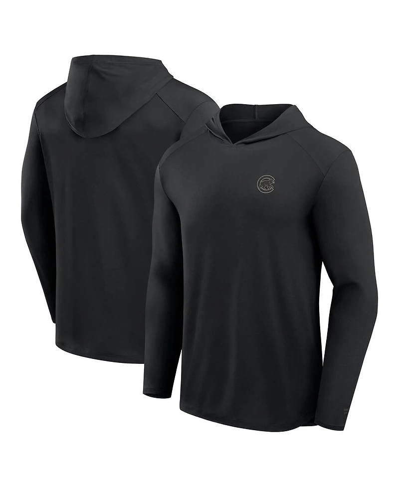 Fanatics Men's Black Chicago Cubs Front Office Power Mono Long Sleeve Hoodie T-Shirt