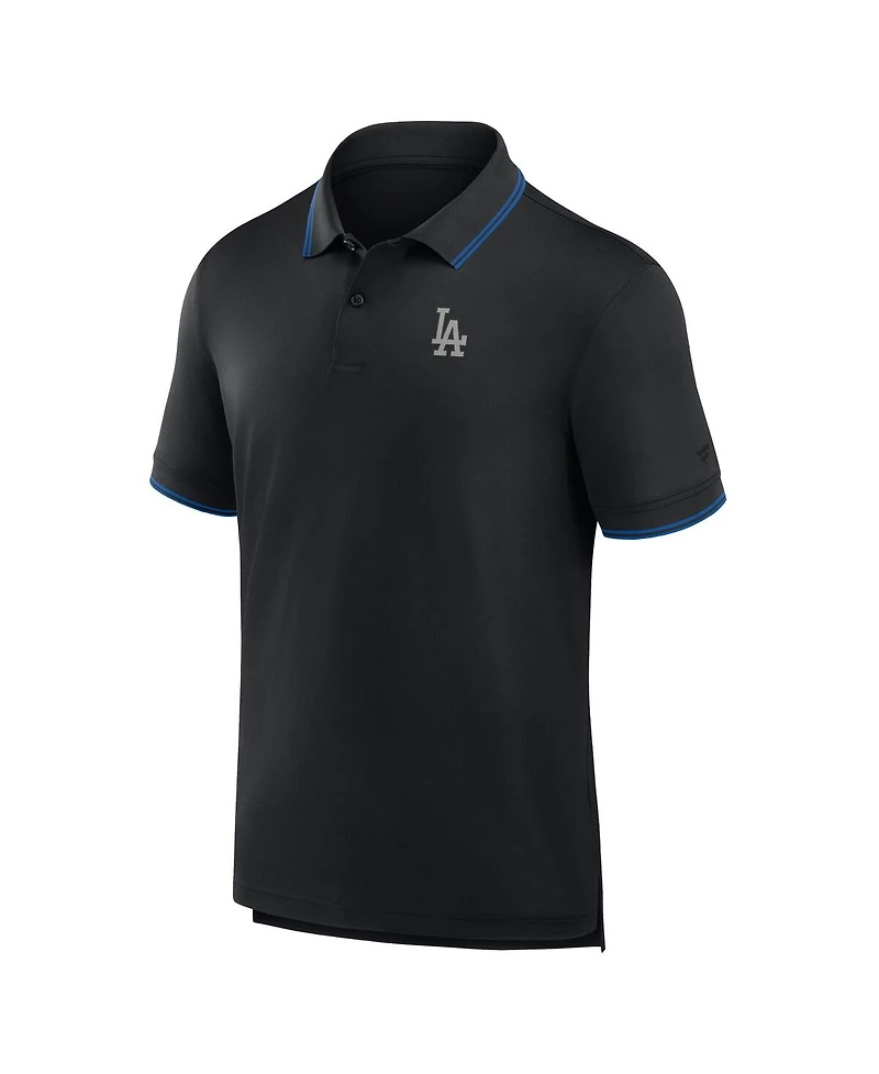 Fanatics Men's Black Los Angeles Dodgers Front Office Move Mono Pique Polo Shirt