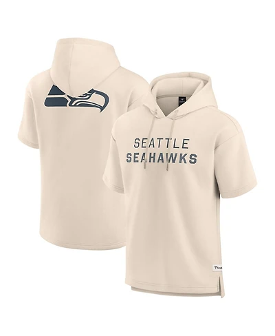 Fanatics Men's Cream Seattle Seahawks Elements Future Ground Lettering Short Sleeve Pullover Hoodie