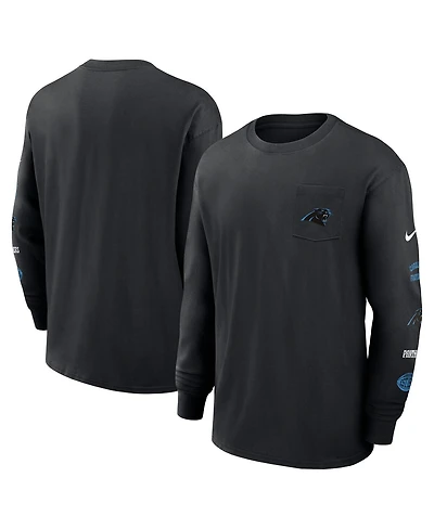 Nike Men's Black Carolina Panthers Rewind Heavy Max90 Pocket Long Sleeve T-Shirt